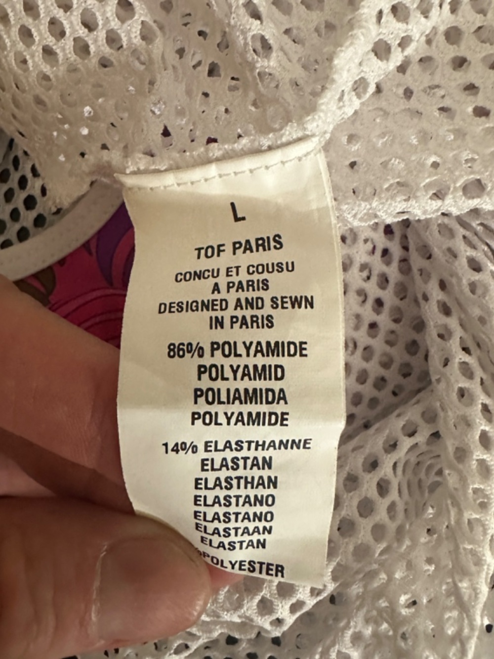 TOF Paris Mesh Tank Top Large 40-42" chest Gently worn 86% polyamide/14% elastan - Picture 8 of 8